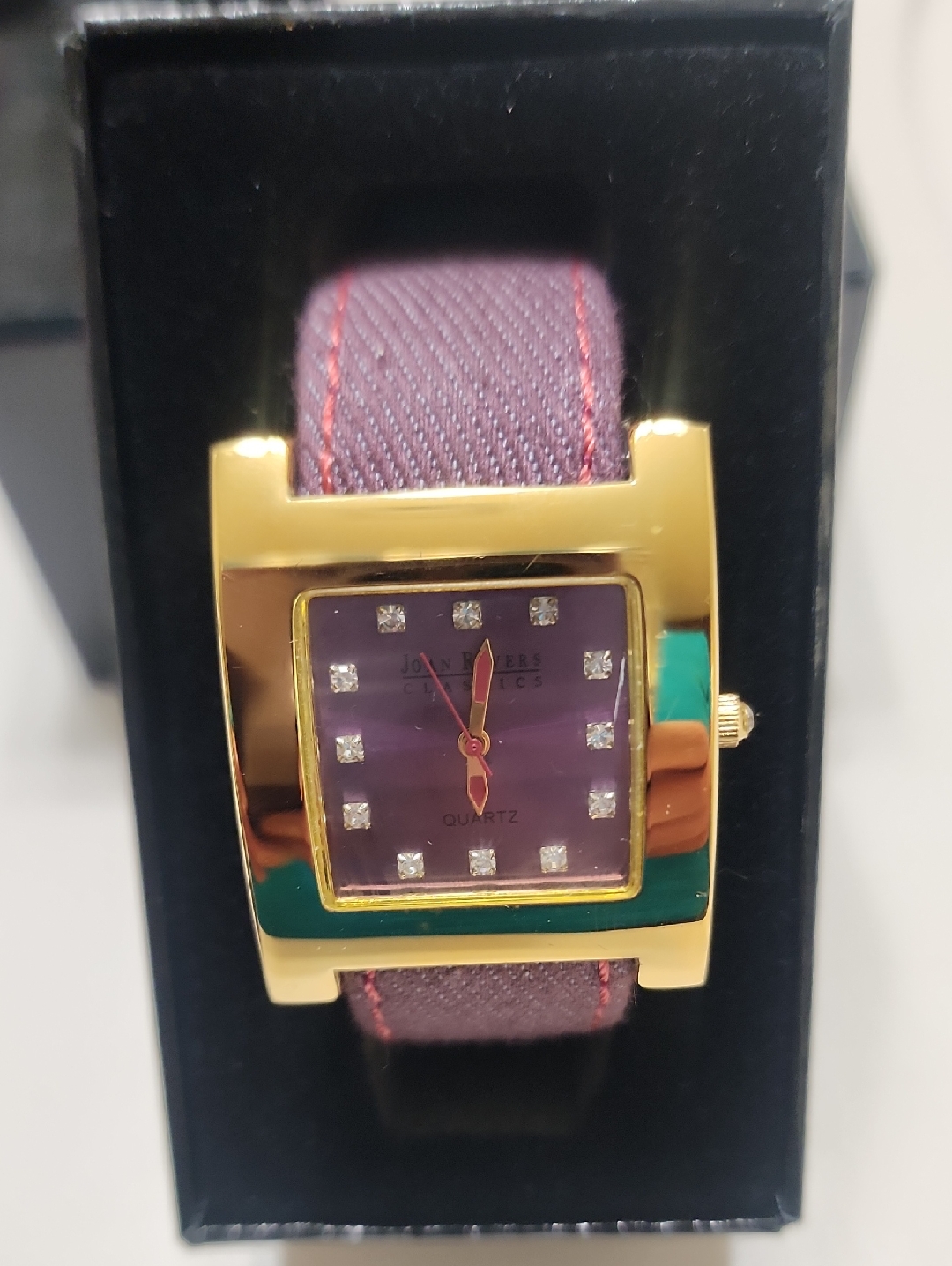 Joan Rivers Purple And Gold Square Dial Ladies Watch